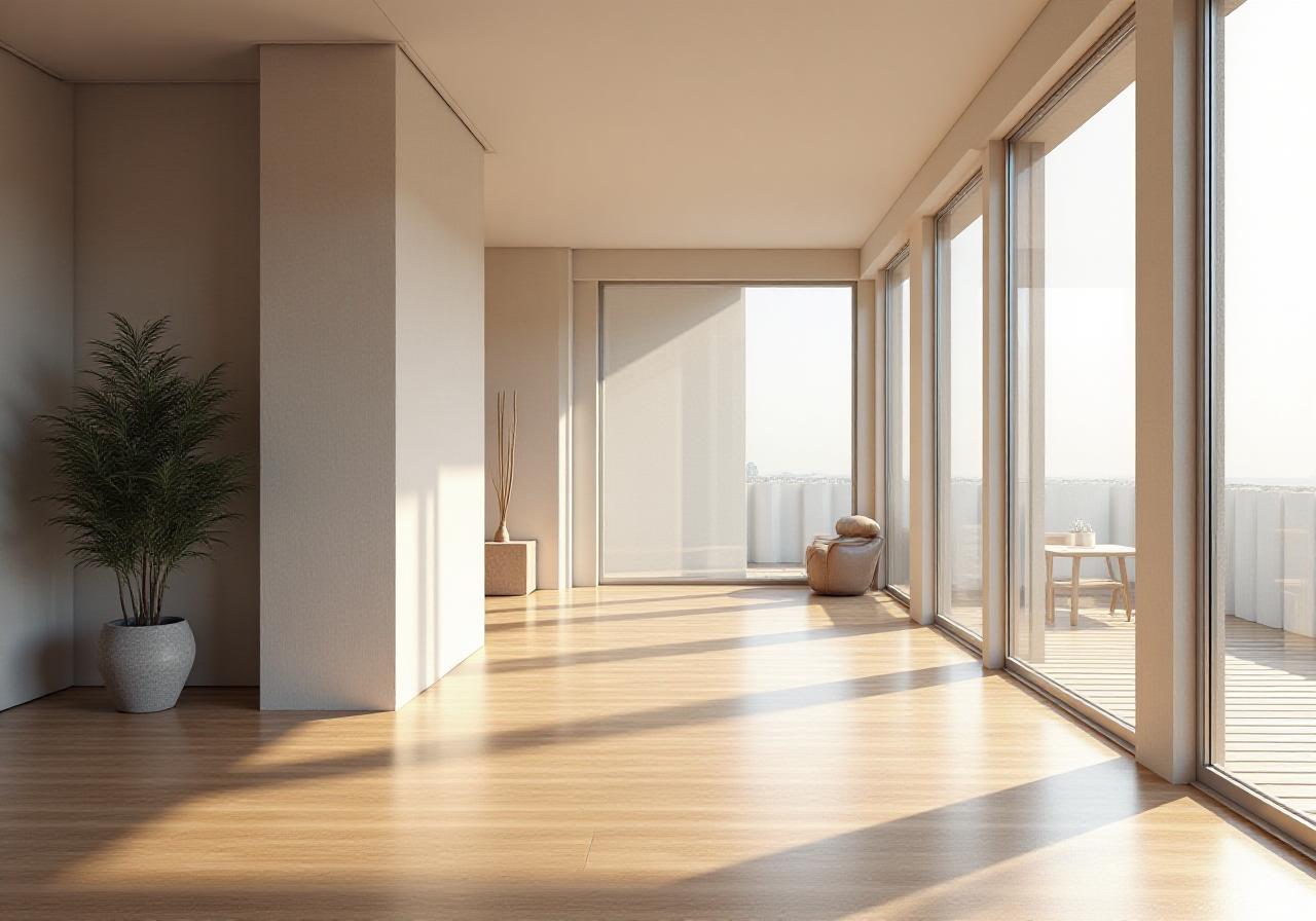 Clean and modern architectural living space with natural lighting