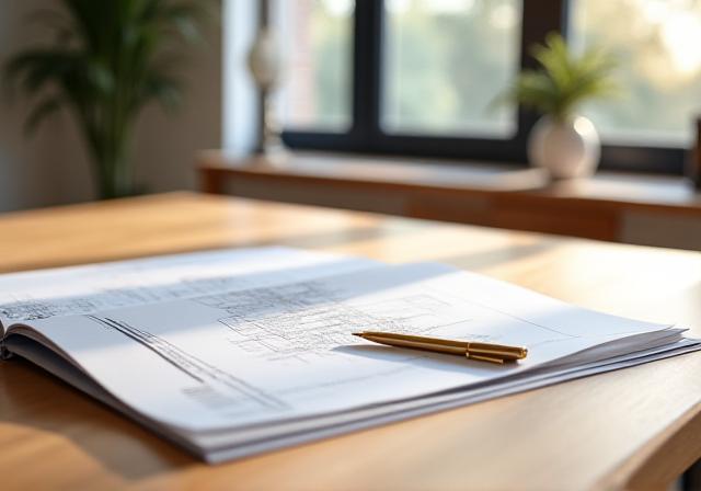 Legal documents and a clean architectural space